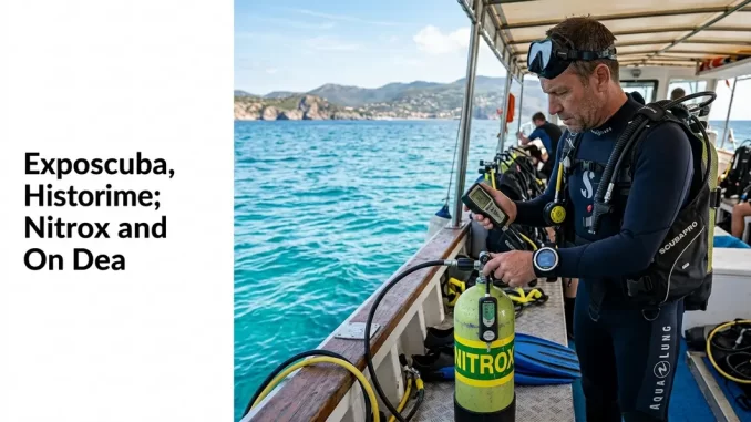 Taucher analysiert auf einem Tauchboot eine Nitrox-Flasche für den Nitrox Kurs.